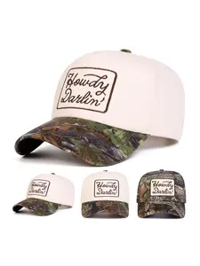Unisex Howdy Darlin Letter Embroidered Baseball Cap, Adjustable Outdoor Sun Protection Hat, Casual Fitted Design for All Seasons, Camouflage Snapback Hat