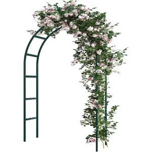 94" Metal Garden Arch Trellis for Climbing  Outdoor, Garden Arbors and , Halloween Archway for Pumpkin Balloon Rose Vines Wedding Christmas Birthday Party Decorations, Army Green
