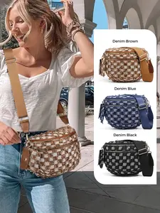 Large Denim Crossbody Bag for Women, Large Capacity Jean Shoulder Bag, Denim Shoulder Satchel, Stylish Purses and Handbags with Adjustable Strap and Coin Purse, Ladies' Saddle Bag, Girls Sling Bag for Commuting, Shopping, Dating