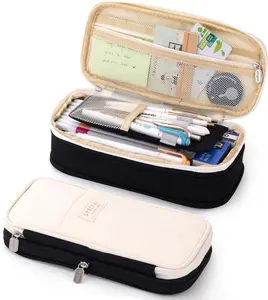 EASTHILL Big Capacity Pencil Pen Case Office College School Large Storage High Capacity Bag Pouch Holder Box Organizer Black White,  School Supplies