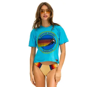 AVIATOR NATION ASPEN BOYFRIEND TEE - NEON BLUE