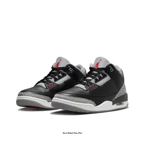 Black Cement Leather Mid-Top Basketball Shoes with Grey Elephant Print and Red