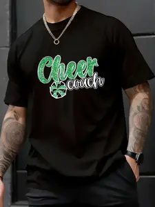 100% Cotton Unisex Womens Cheer Coach Shirt, Leopard Cheetah Print Green Cheer T-Shirt – Trendy Summer Tee, Casual Streetwear, Gift for Him & Her