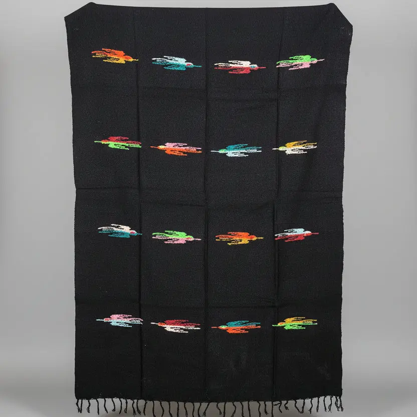 Wool Thunderbird Mexican Blanket - Black