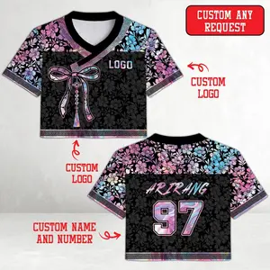 Custom Hanbok Style Floral Jersey, Personalized Korean Norigae Tassel Crop Jersey, Kpop Concert Outfit, Custom Name Number Team Jersey