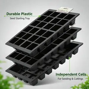 24-Cell Seed Starter Trays (3-Pack) – Professional Seedling Trays with Drainage Holes, Reusable Plant Starter Kit for Indoor Gardening & Propagation