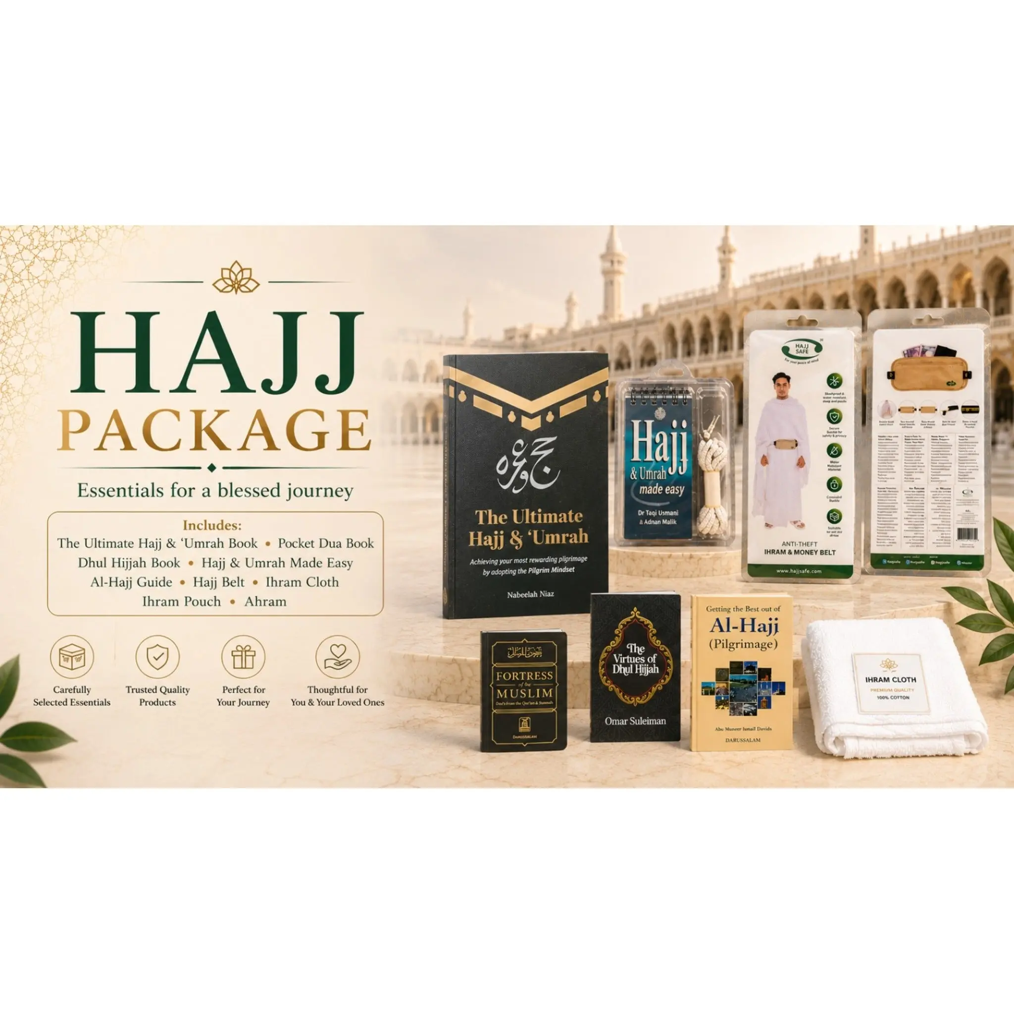 The Complete Hajj Companion Book, English Annual Edition Guided Preparation Kit with Essential Travel Items for First-Time Pilgrims, Compact and Travel-Friendly, Hajj & Umrah Made Easy, Islamic Books, Supports Spirituality, Online Islamic Book