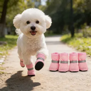 Summer Breathable Mesh Dog Shoes Anti Slip Wear Resistant Pet Boots For Small Dogs Bichon Poodle Walking Paw Cover