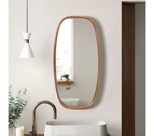 LuxenHome Rubberwood Frame Oblong 31.5"H x 15.7"W Wall Mirror