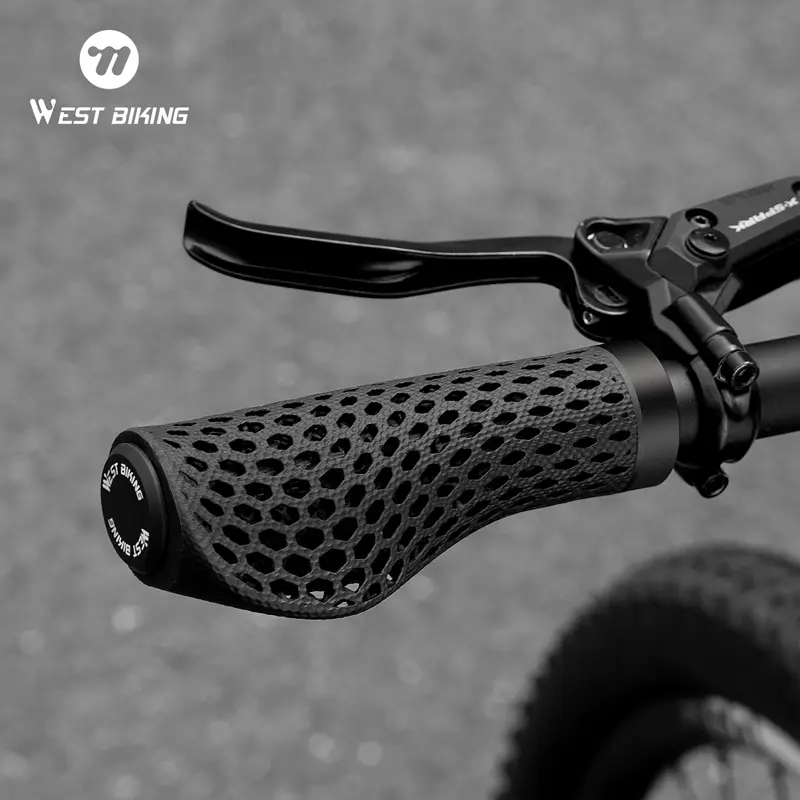 WEST BIKING Comfortable Cycling Handlebar Grip 3D Honeycomb Print Anti-Slip Road Bicycle Grip for Mountain Cycle Riding