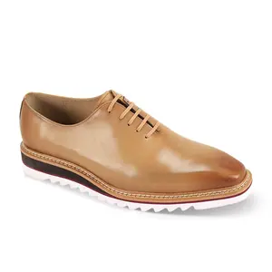 Giovanni Ruben Men’s Leather Oxford Shoe: Latte