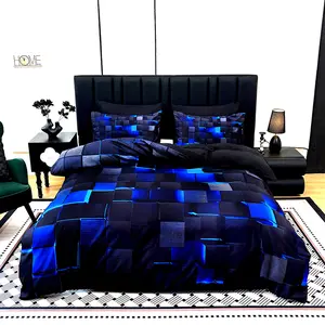 3pcs Soft & Comfortable Polyester Duvet Cover Set with 3D Geometric Cube Design - Includes 1 Duvet Cover and 2 Pillowcases(No Filling), Perfect for Bedroom or Guest Room Decor, Machine Washable Cyber Bedding