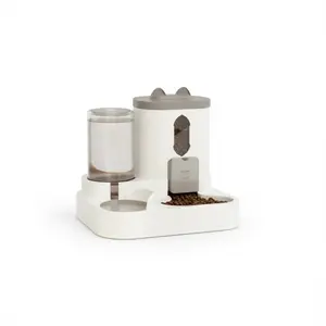 Pawfect Automatic Cat Feeder Gray Plastic Rectangular Pet Feeding Bowl With Water Dispenser For Cats