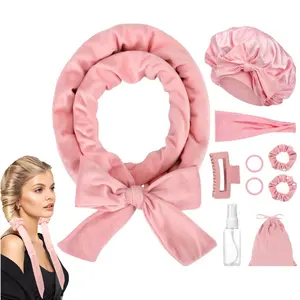 Heatless Curlers with Sleep Bonnet, Heatless Curls Overnight, No Heat Soft Hair Curlers Headband for Long Medium Hair, 10 PCS Fashion Curling Rod Set Haircare Gift for Women