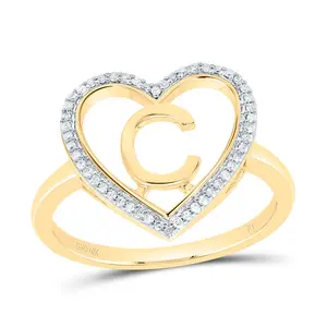 1/10Ctw-Nat Dia P1 Gift Initial "C" Ladies Heart Ring
