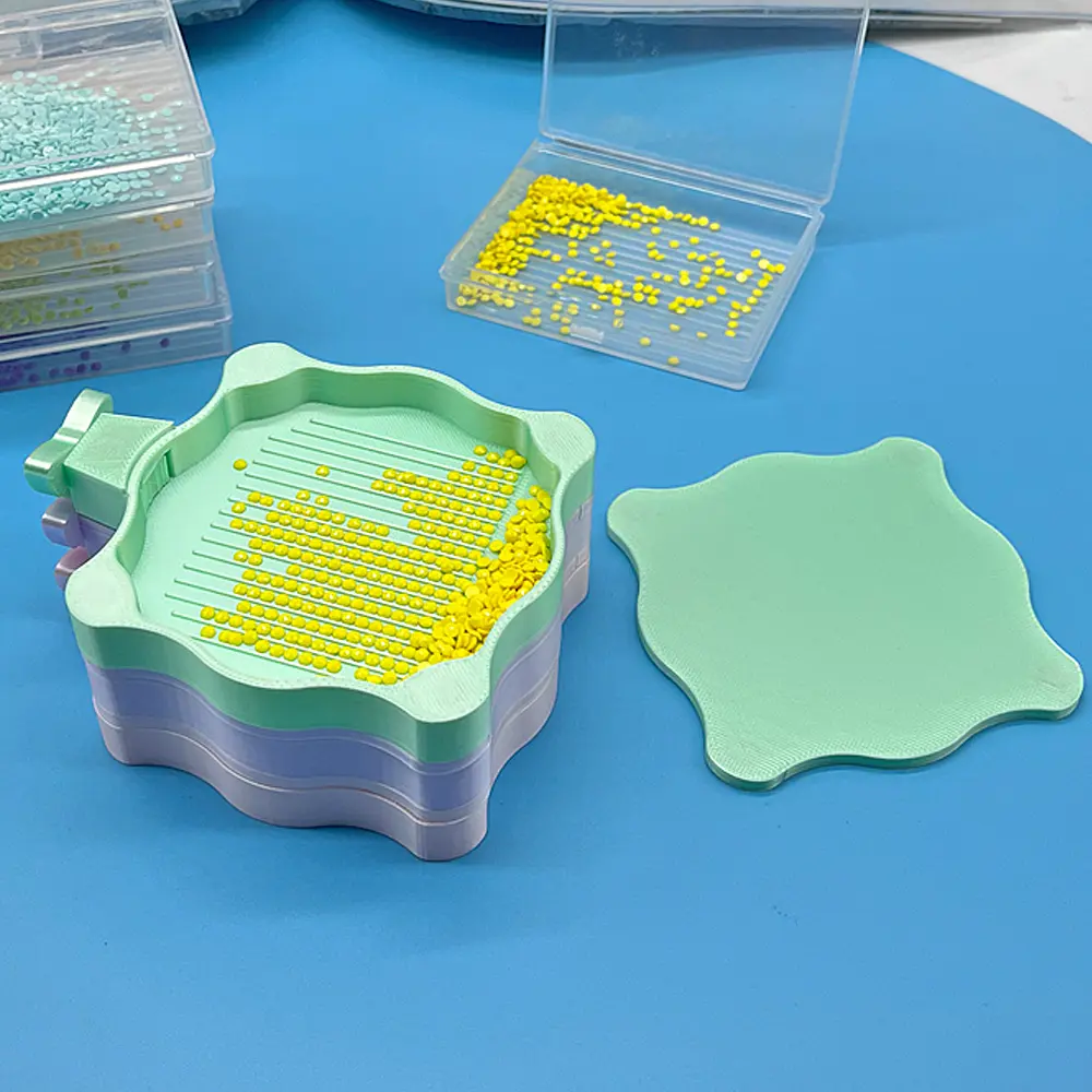 1PC Plastic Magnetic PLA Diamond Painting Tray - 9.7cm×8.4cm×1.2cm, Girly Dreamy Bow-knot Grooved Design with 3D Embossed Texture, Craft Diamond Art Sorting Tool for DIY Needlework Hobbies