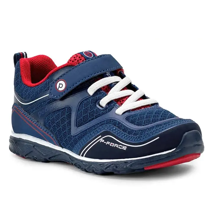 Pediped Force Flex Navy/Red Kids' Shoes Durable Breathable Active Wear for Healthy Foot Development Approved by APMA