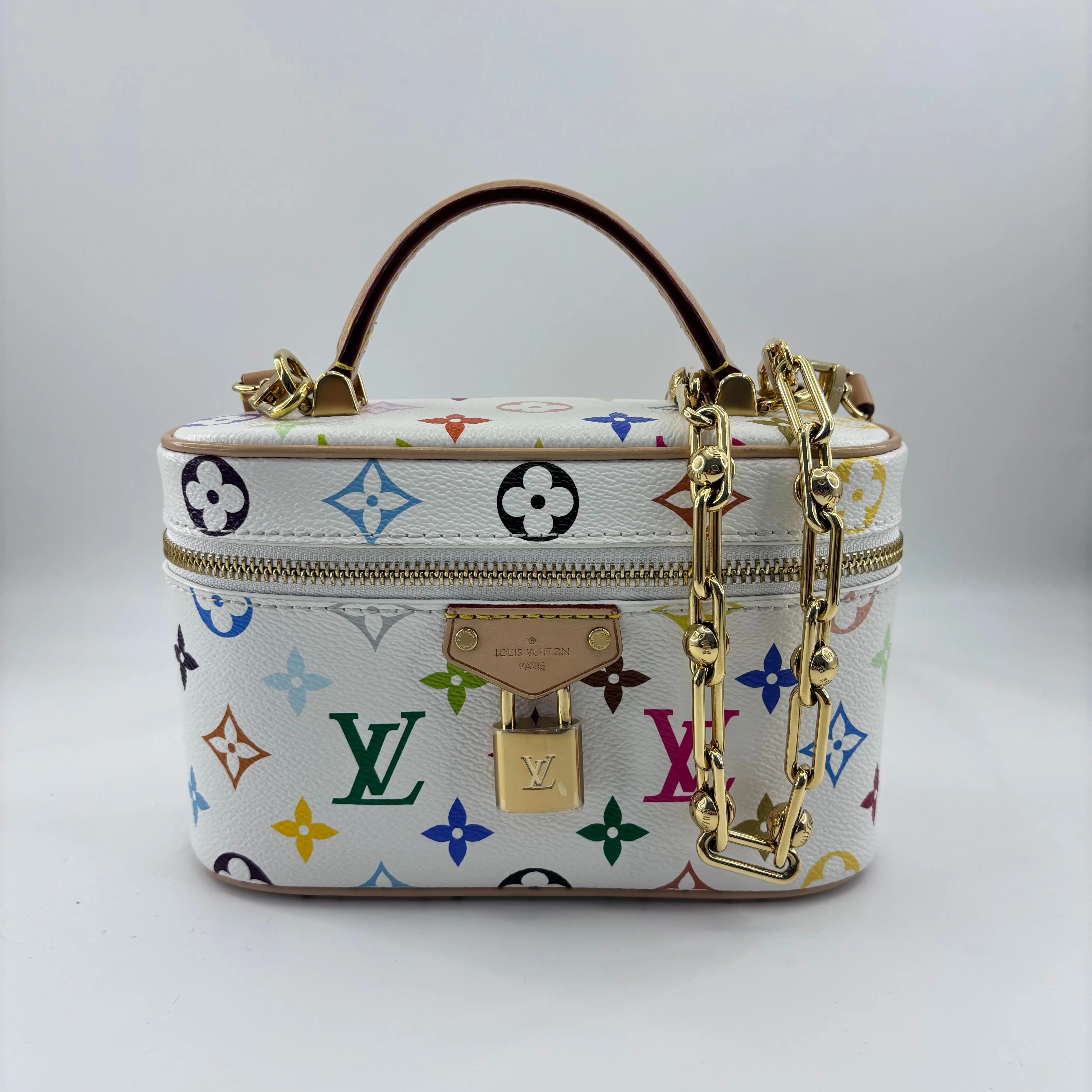 Pre-owned Louis Vuitton X Murakami White Vanity Pouch(Chip Version), handhold/crossbody bag,
