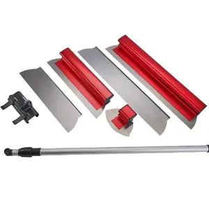 ZHUITU Drywall Skimming Blade Set 16" Blades x2 + 24" Blades x2 + Semi-Circular Blade + 37"-67" Extension Handle + Holder Pro-Grade Stainless Steel Sturdy and Durable Wallpaper Smoothing Tool Kit finishing