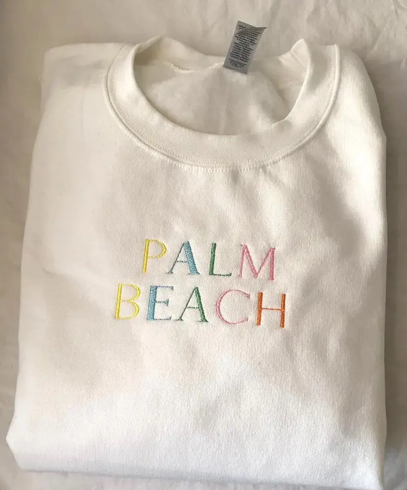 Palm Beach Embroidered Sweatshirt, Palm Beach Shirt, Palm Beach Sweater, Palm Beach Gift Embroidery Womenswear