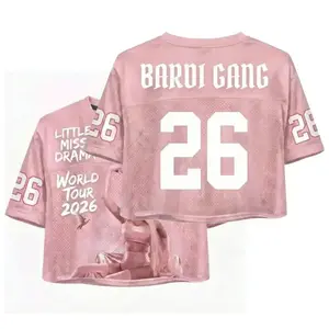 2026 Tour Pink Mesh Jersey A827, Little Miss Drama Concert Shirt, All Over Print Fan Merch Jersey, Music Fan Gift , Gift For Her