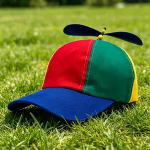 2026 New Color Block Baseball Cap, Cute Cartoon Propeller Sun Visor Hat, UV Protection Parent-Child Peaked Cap for Spring & Autumn