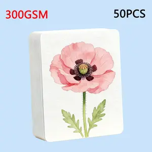 300g Watercolor Paper Set, 50 Sheets Cold Pressed Art Papers, Blank Cards for Watercolor Acrylic Gouache Ink Sketch Mixed Media, Diy Painting Supplies