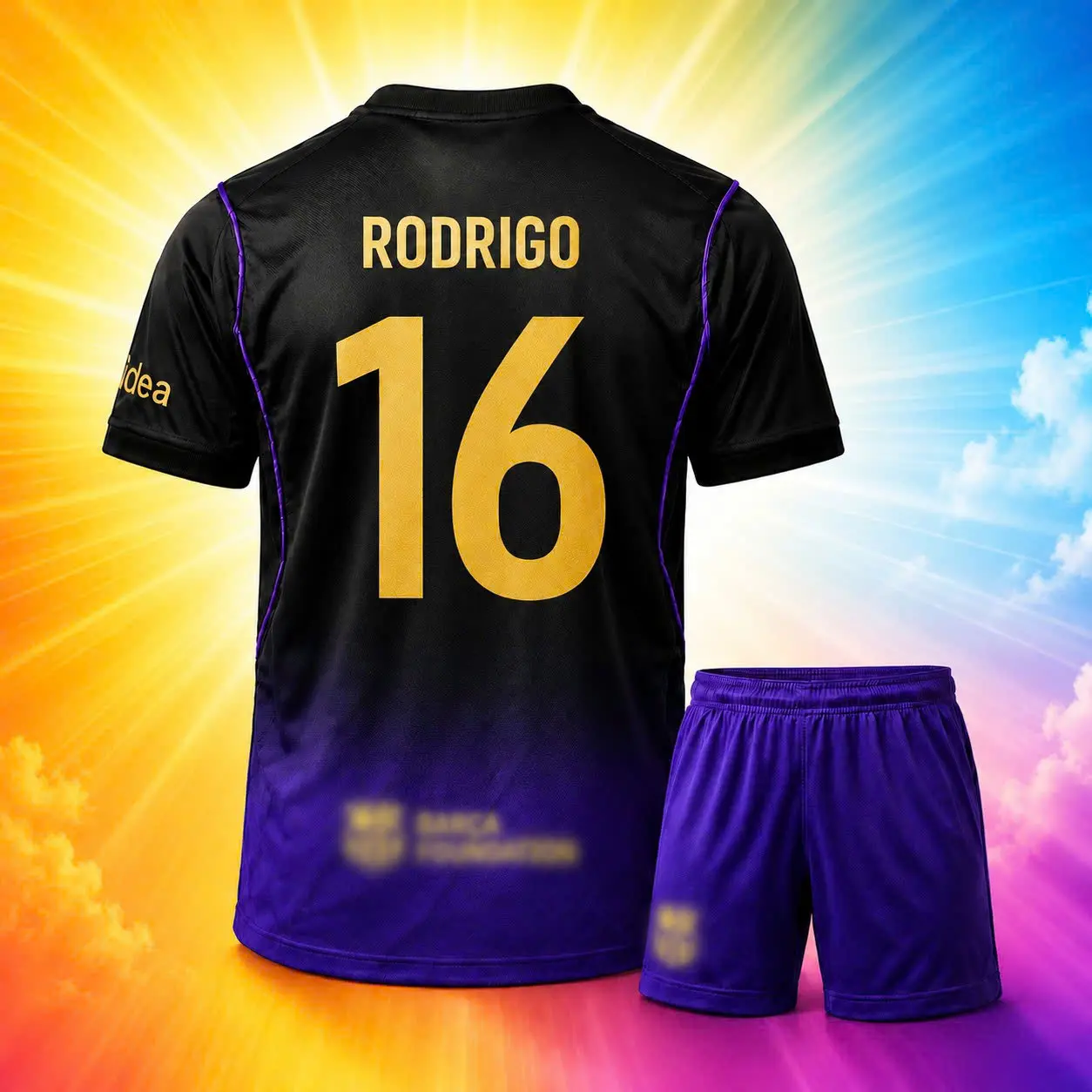 Black Purple Soccer Jersey – Unisex Short Sleeve Football Shirt, Breathable Quick-Dry Sportswear.
