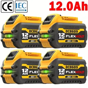 DCB609 12Ah Flexvolt 20V/60V Lithium Battery For DeWalt XR Power Tool With LED Indicator Compatible With DeWalt DCB606 DCB612 Cordless Power Tool