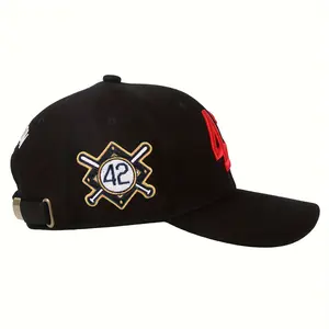 50th Patch #42 Robinson Baseball Day Men's Baseball Cap Blue Black Adjustable Curved Brim Outdoor Sport Hat Dad Cap Snapback Fitted 100% Polyester 3D Embroidery