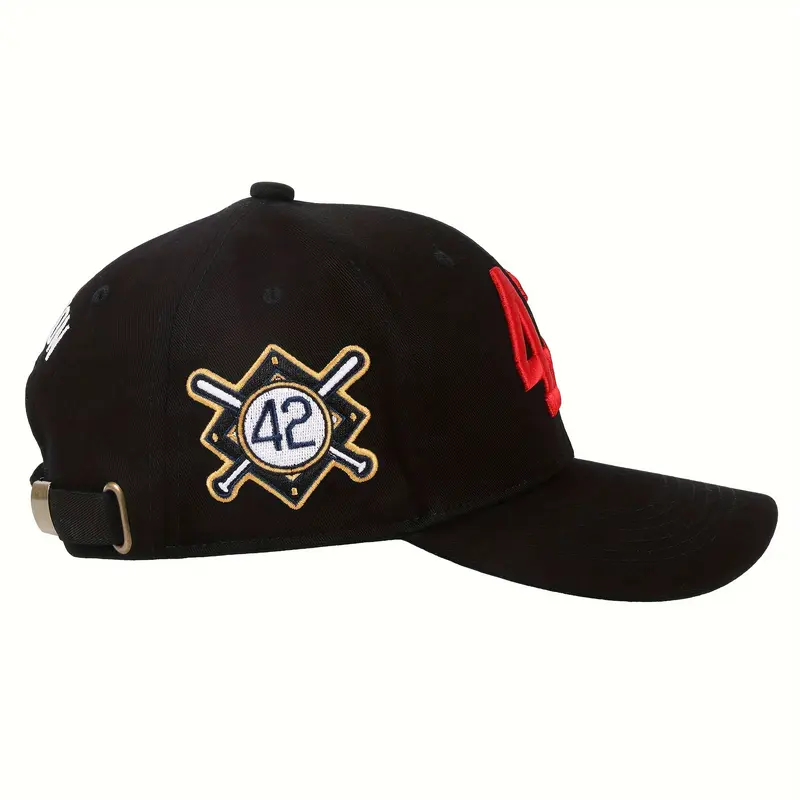 50th Patch #42 Robinson Baseball Day Men's Baseball Cap Blue Black Adjustable Curved Brim Outdoor Sport Hat Dad Cap Snapback Fitted 100% Polyester 3D Embroidery