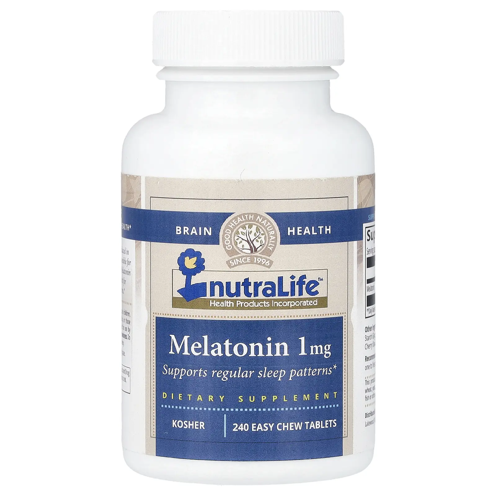 NutraLife Melatonin, 1 mg, 240 Easy Chew Tablets