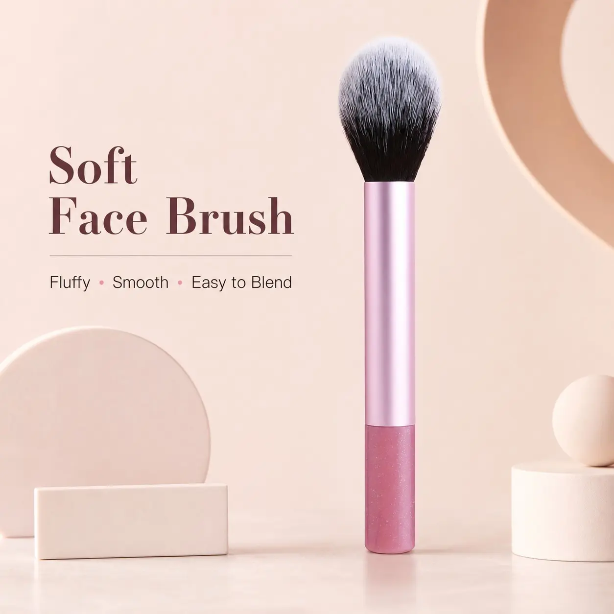 Soft Face Makeup Brush, Fluffy Powder Brush for Blush Foundation Contour, Smooth Blending Cosmetic Brush, Handle Beauty Tool