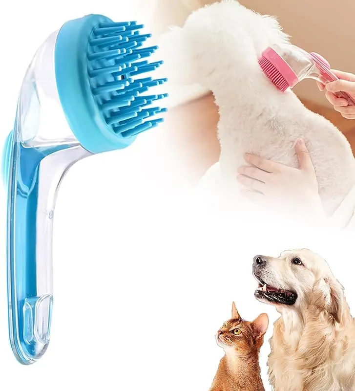 2026 New 2-in-1 Pet Bath & Grooming Deshedding Animal Hair Brush with Built-in Soap Dispenser,Gentle Massage Tool for Dogs & Cats, Enhances Hair Care, Improves Bathing Experience, Boosts Blood Circulation, Animal Hair Brushes