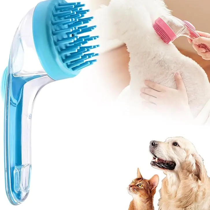 2026 New 2-in-1 Pet Bath & Grooming Deshedding Brush - Groomer Tools, Fur Removal, Built-in Soap Dispenser, Plastic Handle, Gentle Massage for Dogs & Cats, Coat Smoothing Between Baths, Hand Fur Reduction, Camping Essential