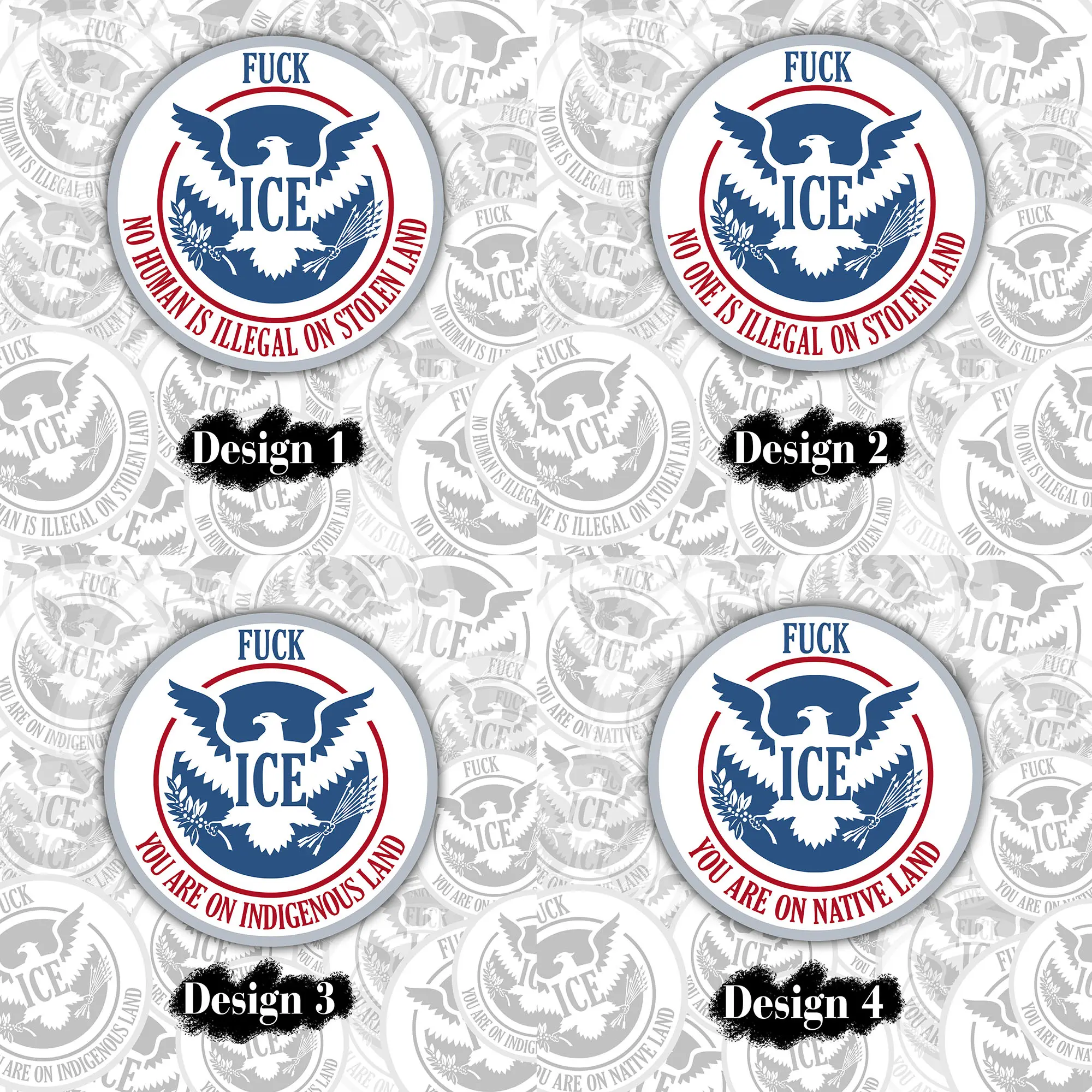 [Die-cut] Fuk Ice Sticker, You Are On Native Land, No Human Is Illegal