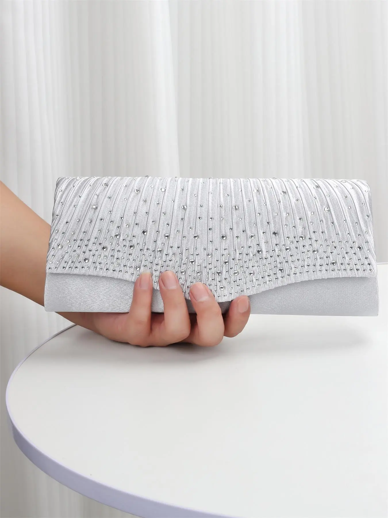 Women's Elegant Rhinestone Decorated Evening Bag, 2025 New Style Exquisite Trendy Clutch Purse, Fashionable Bag for Party Wedding Decoration