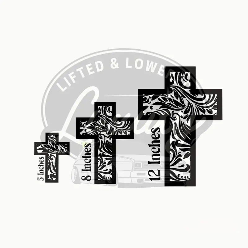 Leather Tooling Cross Decal - 5 8 & 12 Inches Sizes Available - Lifted & Lowered Brand