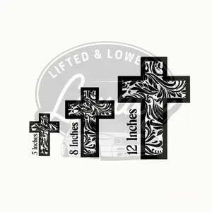 Leather Tooling Cross Decal - 5 8 & 12 Inches Sizes Available - Lifted & Lowered Brand