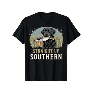 Rizzlers Boys' 11th Birthday Hunting & Outdoor Graphic T-Shirt - Breathable Cotton Moisture-Wicking Crew Neck Short Sleeve Tee with Southern Duck Hunting Design, Labrador Retriever & "Straight Up Southern" Slogan - Casual Summer Gift for Young Hunters