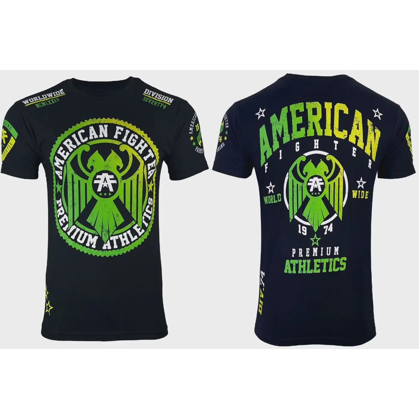 American Fighter Men's T-shirt Anderson Black Athletic All Print POLYESTER Shirt Menswear Top