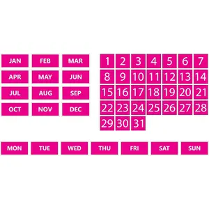 Whiteboard Calendar Magnet Bundle (Dates, Days of The Week, Months (Pink, 1"x1")