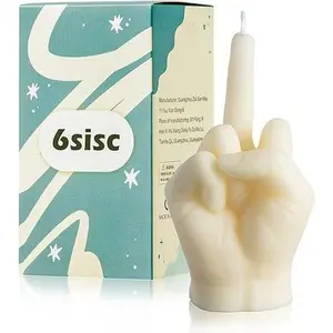 Middle Finger Scented Candle Danish Pastel Room Decor Aesthetic Pine Fragrance Soy Wax Aromatherapy Hand Gesture Candles Desk Statues Sculpture Decorations Gift for House Bedroom Supplies Milky