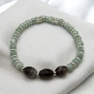 Blue Shell and Botswana Agate Bracelet - Wire and Stretch options