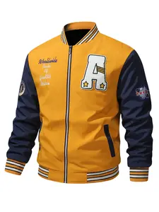 High-quality men's casual fashion comfortable breathable windproof durable wrinkle-resistant baseball jacket. Casual athletic jacket Versatile lettering embroidered sports outdoor team jacket. Multiple colors available. Perfect as a gift.