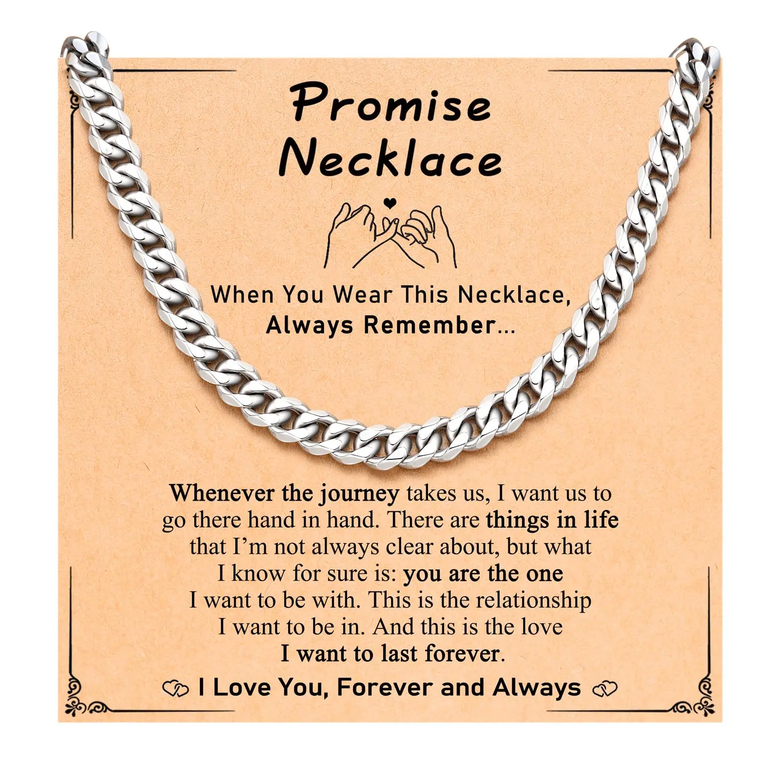 Stainless Steel Mens Cuban Link Chain 20 Inches Promise Necklace for Him Men Birthday Christmas Anniversary Valentines Day Gift Ideas