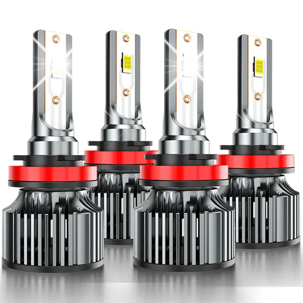 AHXLRLS H9 H11 Led Headlight Bulbs, 6500K Bright White, H9 High Beam H11 Low Beam Combo Kit, 32000LM 500% Brightness, Plug and Play, 60000Hrs Lifespan with Cooling Fan, Pack of 4