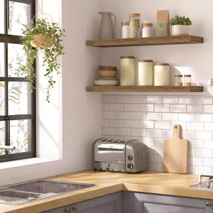 HOOBRO Floating Shelves, Wall Shelf Set of 2, 31.5 Inch Hanging Shelf with Invisible Brackets, for Wall Bathroom, Bedroom, Toilet, Kitchen, Office, Living Room Decor, Rustic Brown#SpringSale #BigSpringSale