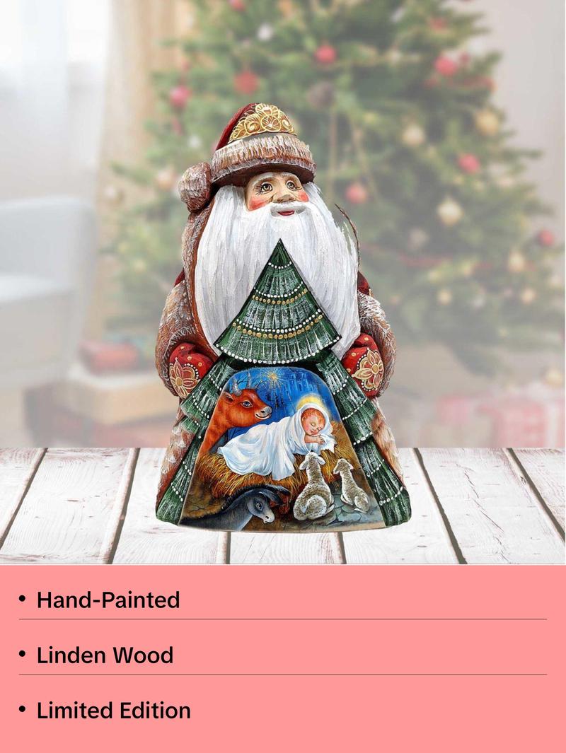 The Savior Dreams Santa Hand-Painted WOODCARVED Masterpiece by G. DeBrekht - Nativity Holiday Decor - 8208011