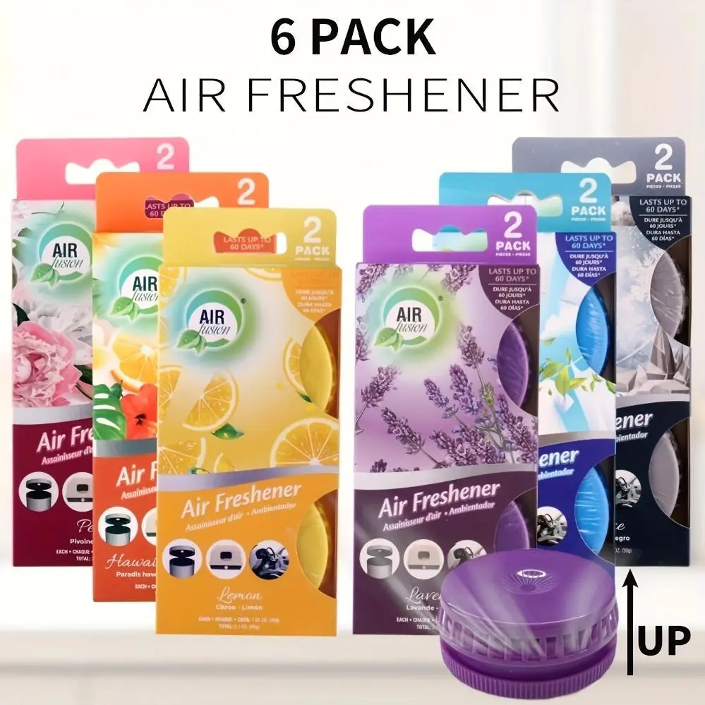 6 Packs Air Freshener, Total Of 6 Pack Lasts Up To 30 Days Each. Odor Eliminator For Small Spaces, For Bathroom, Kitchen, Garbage Can, Cat Litter Box, Car